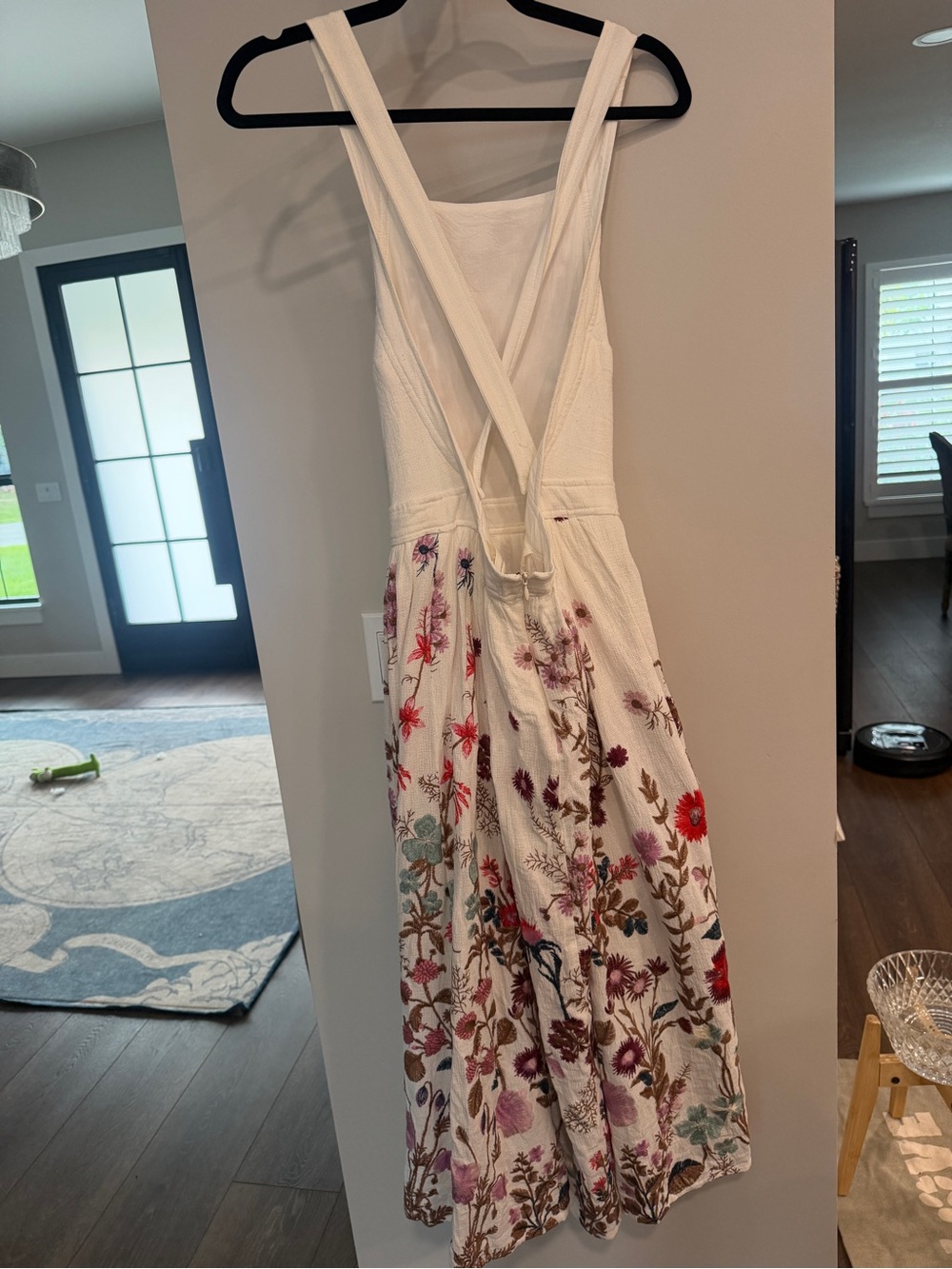 🌺 RARE! Anthropologie White Midi Dress with Multicolor Floral Embroidery - Picture 6 of 12